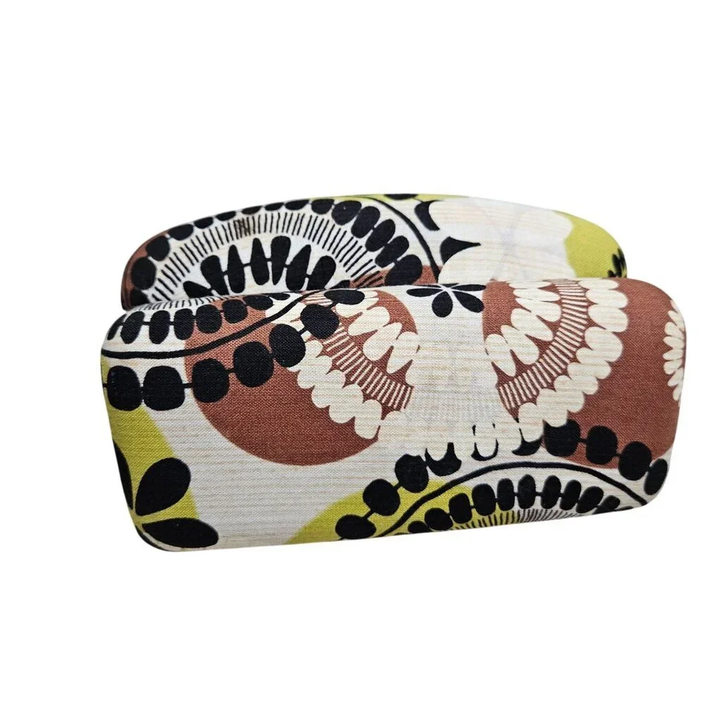 Vera Bradley Hard Eyeglass Case With Floral Pattern In Yellow Black Brown Fabric